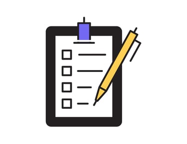 Icône checklist avec stylo symbolisant l’analyse personnalisée
