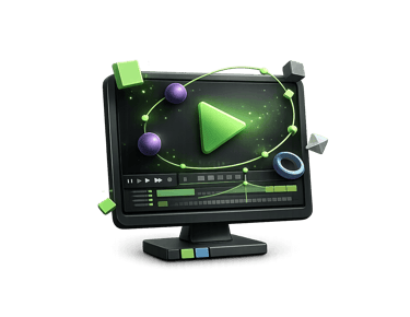 Motion design and animation icon illustrating the production stage of a motion graphics project.