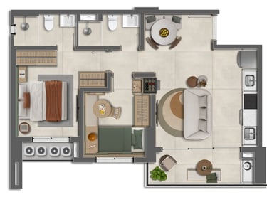 Planta do apartamento de 58M²