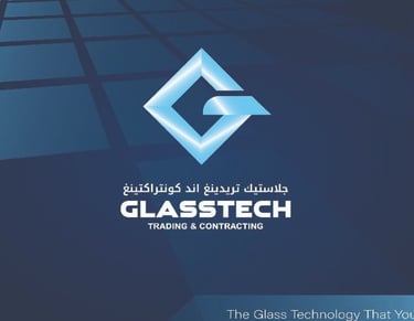 a glass company in Qatar logo with the words glassworks