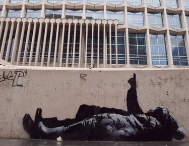 rianças observando as estrelas  obra de Banksy