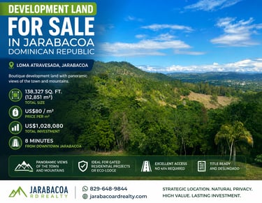 Development Land for Sale in Jarabacoa Dominican Republic with views to the town and mountains