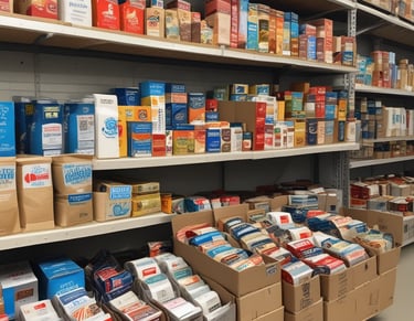 Volunteers handing out fresh food packages to families