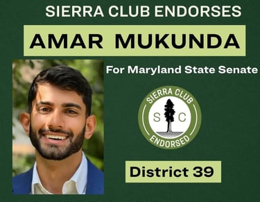 Amar Mukunda endorsed by Sierra Club for Maryland State Senate district 39