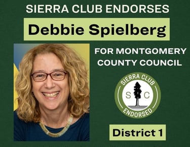 Debbie Spielberg endorsed by Sierra Club for Montgomery County Council district 1