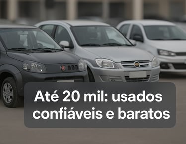Carros usados até 20 mil – opções confiáveis e baratas em pátio de seminovos