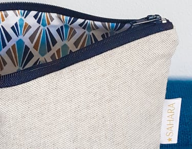 trousse de toilette femme tissu coton ecru