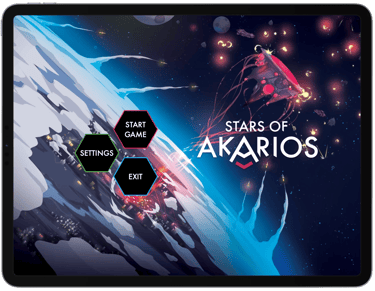 Screen shot of the application showing the game menu