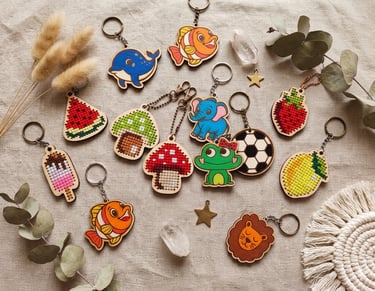 Handgestickte und personalisierte Schlüsselanhänger aus Holz – liebevoll gefertigt