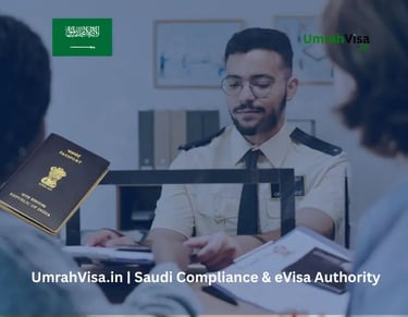 Start your Umrah visa application from India banner with buttons to apply online or chat on WhatsApp