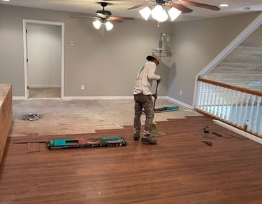 man shirts remodeling company garnet painting llc cleaning work station where he is installing moder