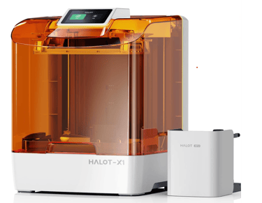 Creality Halot-X1 resin 3D printer with orange UV cover, AFU and digital touch screen.