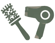 Icône brosse et sèche-cheveux pour coupe avec brushing au salon l'Arabesque à Guilherand.