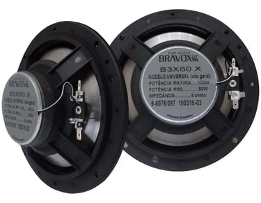 Auto Falante Triaxial Bravox B3X60 X 6 Preto-Prata