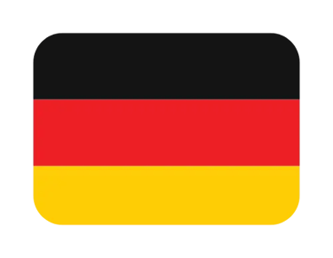 The national flag of Germany icon featuring horizontal black, red, and gold stripes on a rounded rectangle.