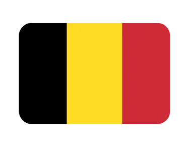 Icon of the Belgium flag featuring vertical stripes of black, yellow, and red on a dark background.
