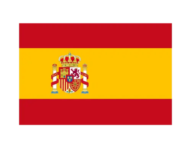 National flag of Spain featuring horizontal red and yellow stripes with the Spanish coat of arms.