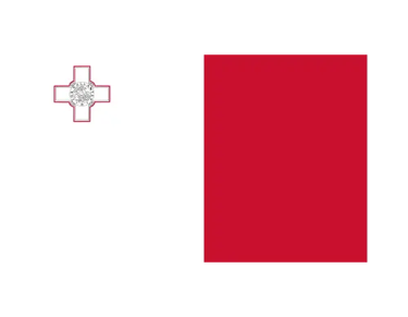 The national flag of Malta featuring vertical white and red bands with the George Cross.