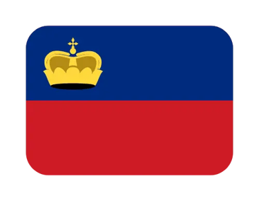 National flag of Liechtenstein featuring blue and red horizontal bands with a gold princely crown.