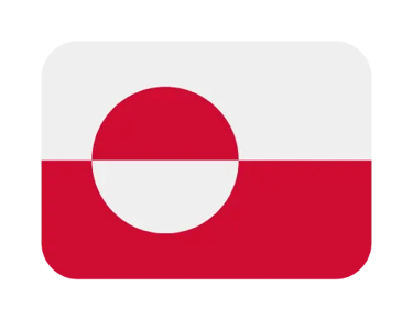 The national flag of Greenland with red and white horizontal bands and a central circle.