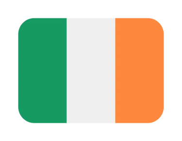 Official flag of Ireland icon with rounded corners featuring green, white, and orange vertical stripes.
