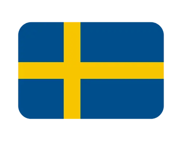 Swedish flag icon with rounded corners featuring a yellow Nordic cross on a blue background.