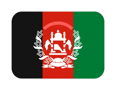 The national flag of Afghanistan icon featuring black, red, and green vertical stripes with the emblem.