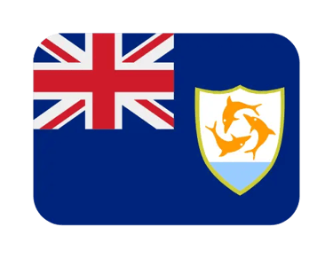 Official national flag of Anguilla featuring the British Union Jack and three orange dolphins.