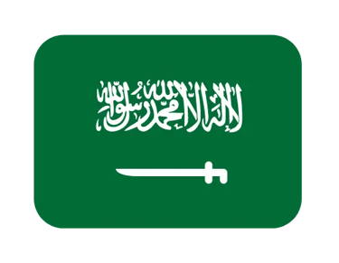Saudi Arabia flag icon with green background, white Arabic inscription, and sword.