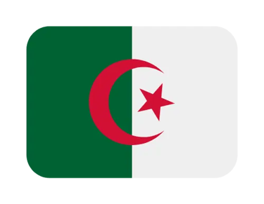 Algeria national flag icon with green and white vertical bands and a red crescent and star.