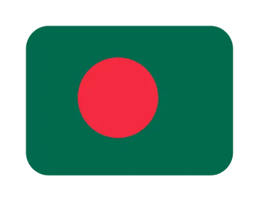 The national flag of Bangladesh with a red disc on a dark green field and rounded corners.