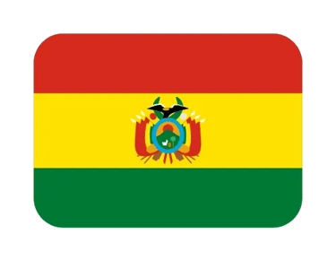 The national flag of Bolivia with rounded corners, featuring red, yellow, and green stripes and the coat of arms.