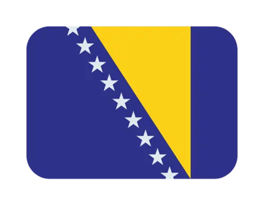 Bosnia and Herzegovina flag icon featuring a yellow triangle and white stars on blue.