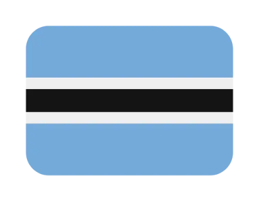 National flag of Botswana icon with light blue, black, and white horizontal stripes.