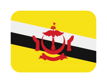 Official national flag of Brunei featuring a yellow field with black and white diagonal stripes and red emblem.