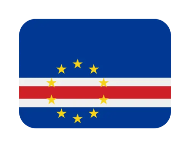 The national flag of Cape Verde featuring a blue background with a red and white stripe and ten yellow stars.