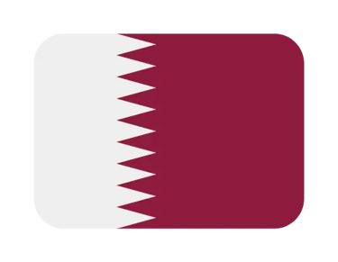 The national flag of Qatar featuring its maroon and white serrated design with rounded corners.