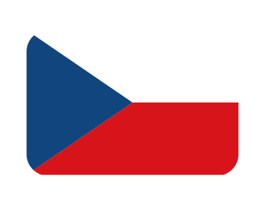 National flag of the Czech Republic featuring white and red bands with a blue triangle.