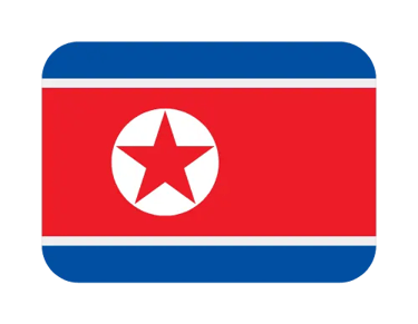 North Korea flag icon with rounded corners featuring red star and blue stripes.