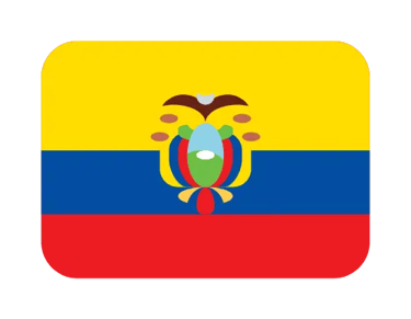 A rounded rectangular icon of the Ecuador flag featuring yellow, blue, and red horizontal stripes.