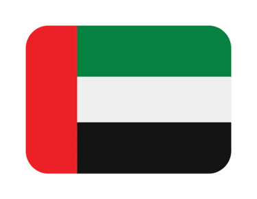 A rounded rectangular icon of the United Arab Emirates national flag with red, green, white, and black stripes.