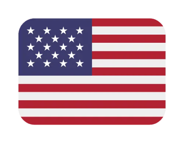 American flag icon with red and white stripes and white stars on a blue background.
