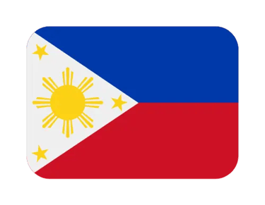The national flag of the Philippines featuring a sun and stars icon on a blue and red background.