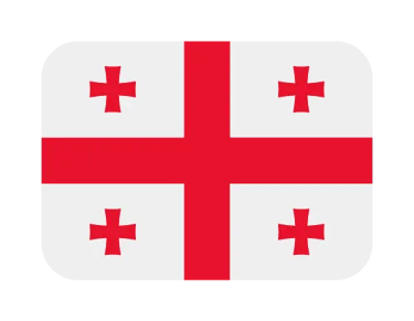 The national flag of Georgia featuring a large red cross and four small Bolnisi crosses on a white background.