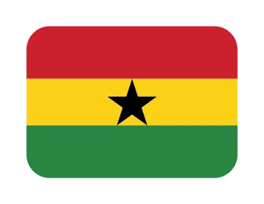 A rounded rectangle icon of the national flag of Ghana with red, yellow, and green stripes and a black star.