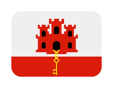 The flag of Gibraltar featuring a red three-towered castle and a golden key on a white and red background.