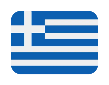 Greek flag icon with blue and white stripes and a white cross on a blue square.