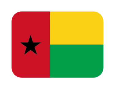 The national flag of Guinea-Bissau featuring a vertical red stripe with a black star and horizontal yellow and green stripes.