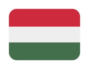 Iconic rounded rectangular flag of Hungary featuring horizontal red, white, and green stripes.