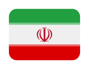 The national flag of Iran icon featuring green, white, and red horizontal stripes with the central emblem.